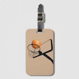 Geïllustreerde basketbal en ring bagagelabel