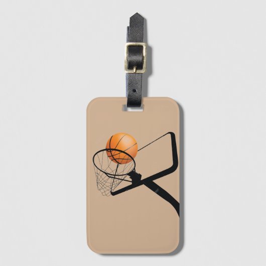 Geïllustreerde basketbal en ring bagagelabel (Voorkant (verticaal))