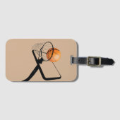 Geïllustreerde basketbal en ring bagagelabel (Voorkant (horizontaal))