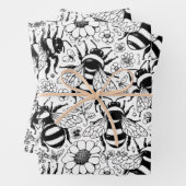 Geïllustreerde Bee Pattern Personaliseer Kleuren Inpakpapier Vel (In situ)
