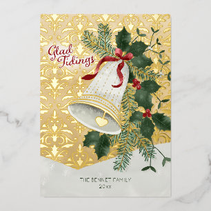 Geïllustreerde Bell Christmas Gold Foil Vakantie K Folie Feestdagenkaart
