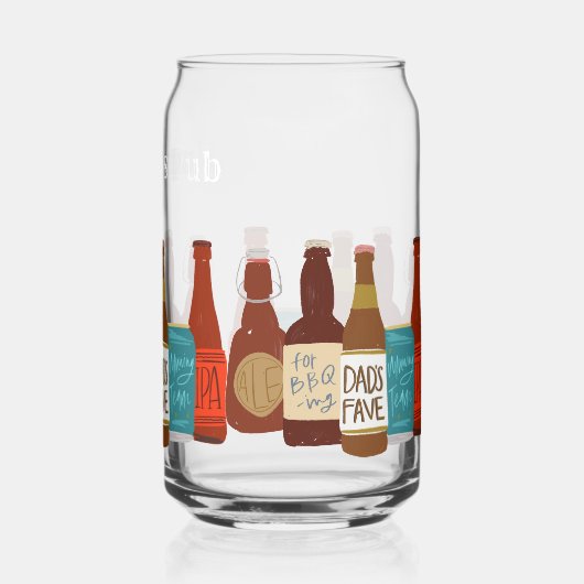 Geïllustreerde bierflessen Papa Vaderdag Blikvorm Glas (Achterkant)