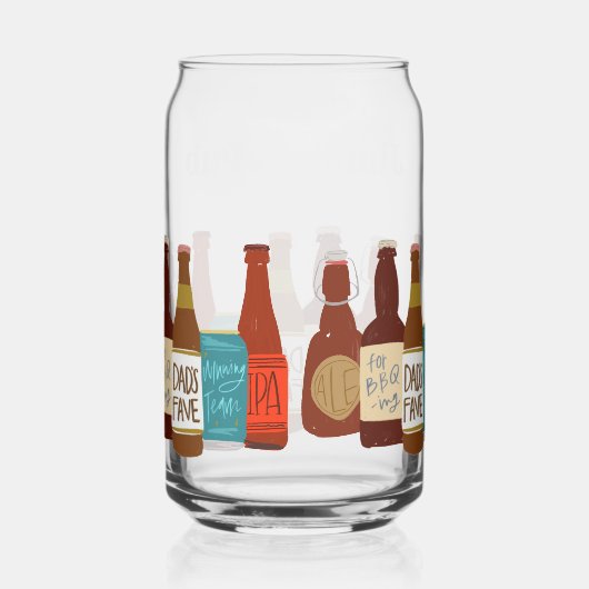 Geïllustreerde bierflessen Papa Vaderdag Blikvorm Glas (Rechts)