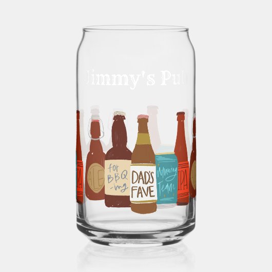 Geïllustreerde bierflessen Vader Vaderdag Blikvorm Glas (Links)