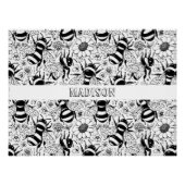 Geïllustreerde bijenpatroon gepersonaliseerde kleu perfect poster (Voorkant)