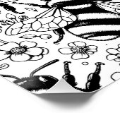 Geïllustreerde bijenpatroon gepersonaliseerde kleu perfect poster (Hoek)