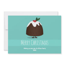 Geïllustreerde Blauwgroen witte lachende kerstpudd