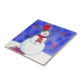 Geïllustreerde blije sneeuwman Kerstmis Tegeltje (Zijkant)
