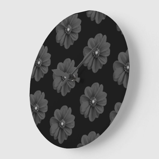 "Geïllustreerde bloem in zwart grijs patroon" Grote Klok (Hoek)