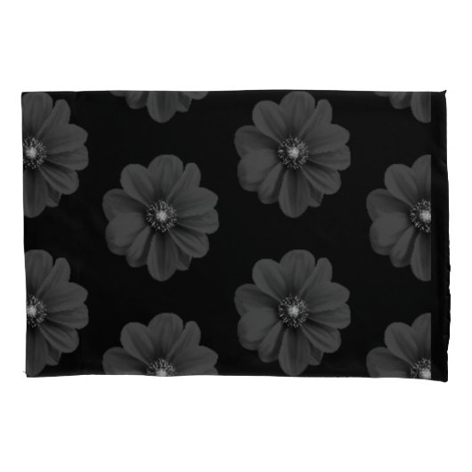 "Geïllustreerde bloem in zwart grijs patroon" Kussensloop (Voorkant)