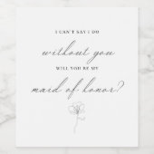 Geïllustreerde bloem zal je mijn bruidsmeisje wijn etiket (Enkel label)