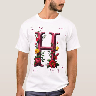 Geïllustreerde bloembrief "I" T-shirt