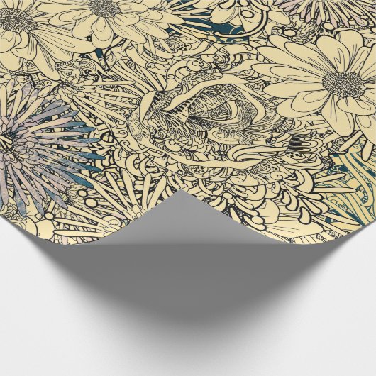  geïllustreerde bloemen cadeaupapier (Hoek)