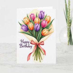 Geïllustreerde bloemen verjaardagskaart kaart
