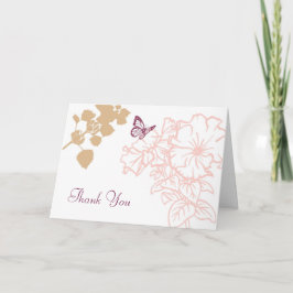 Geïllustreerde Bloemen & Vlinder Trouw Dankjewel Bedankkaart