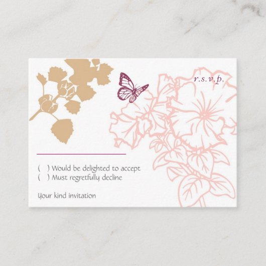 Geïllustreerde bloemen & vlindertuin RSVP Informatiekaartje (Voorkant)