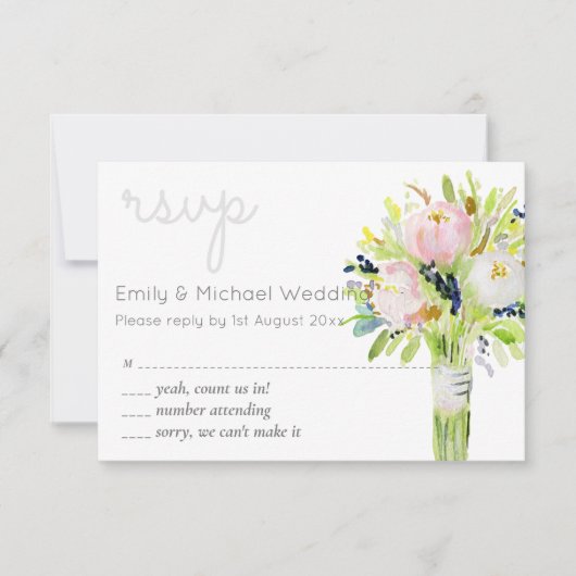 Geïllustreerde bloemige RSVP Modern en menuselecti (Voorkant)
