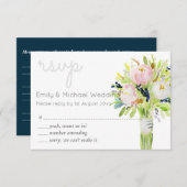 Geïllustreerde bloemige RSVP Modern en menuselecti (Voorkant / Achterkant)