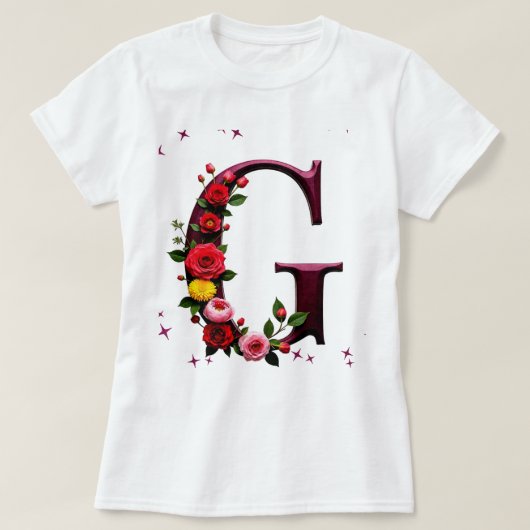 Geïllustreerde bloemletter "G" T-shirt (Design voorkant)