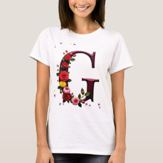 Geïllustreerde bloemletter "G" T-shirt