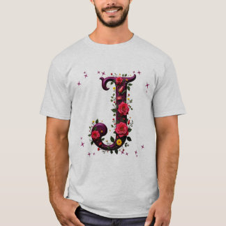 Geïllustreerde bloemletter "J" T-shirt