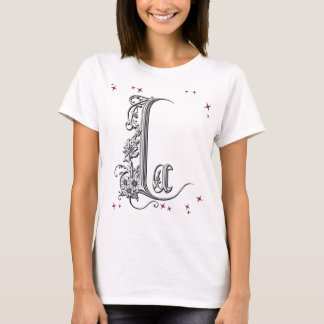 Geïllustreerde bloemletter "L" T-shirt