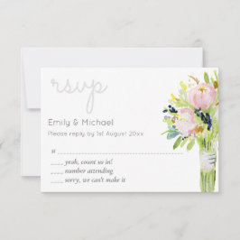 Geïllustreerde bloemrijke RSVP Modern en menu-opti Kaartje