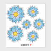 Geïllustreerde Blue Flower Multiple Size Sticker (Vel)