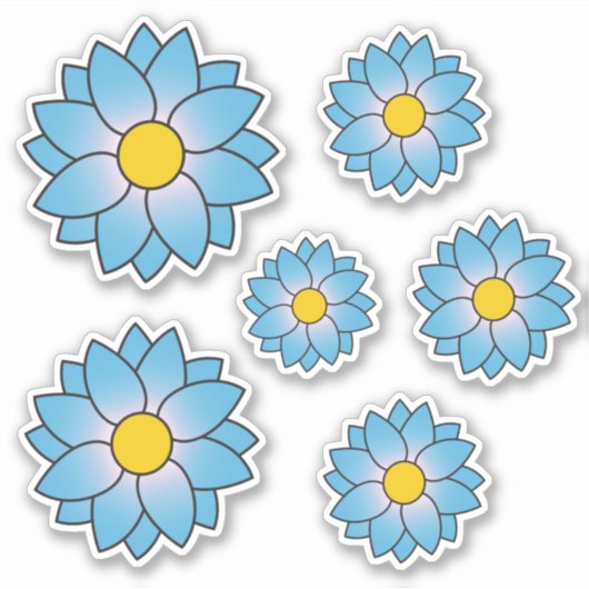Geïllustreerde Blue Flower Multiple Size Sticker (Voorkant)