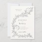 Geïllustreerde Botanische Bloemen Zwart & Crème Tr Kaart (Voorkant)