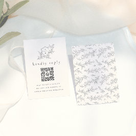 Geïllustreerde Botanische Initialen QR Code Weddin Informatiekaartje