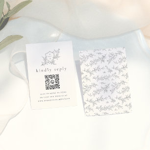 Geïllustreerde Botanische Initialen QR Code Weddin Informatiekaartje