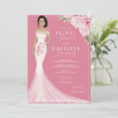 Geïllustreerde bruid in Lace Gown Vrijgezellenfees Kaart (Staand voorkant)