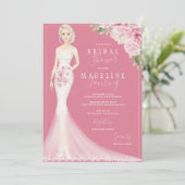 Geïllustreerde bruid in Lace Gown Vrijgezellenfees Kaart (Staand voorkant)