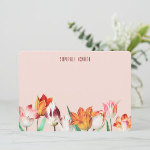 geïllustreerde buizen op lichtroze notitiekaartje