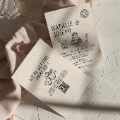 Geïllustreerde Cake Quirky Suite QR Code Fun Weddi Kaart