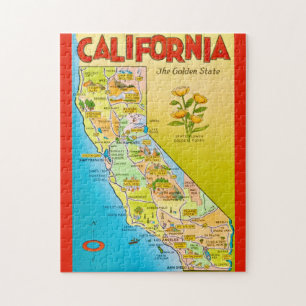 Geïllustreerde California Staat 11x14 Legpuzzel