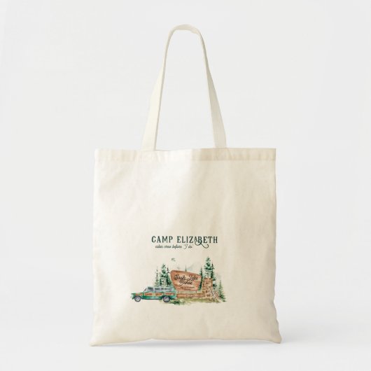 Geïllustreerde camping | Bachelorette bruidsmeisje Tote Bag (Voorkant)