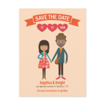 Geïllustreerde Cartoon Koppel Portret Trouwdag