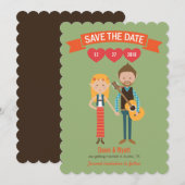 Geïllustreerde Cartoon Koppel Portret Trouwdag Kaart (Voorkant / Achterkant)