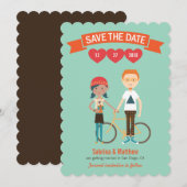 Geïllustreerde Cartoon Koppel Portret Trouwdag Kaart (Voorkant / Achterkant)