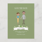 Geïllustreerde Cartoon Paar Portret bruiloft Aankondigingskaart (Voorkant)