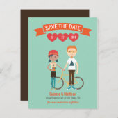 Geïllustreerde Cartoon Paar Portret bruiloft Aankondigingskaart (Voorkant / Achterkant)