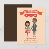 Geïllustreerde Cartoon Paar Portret bruiloft Aankondigingskaart (Voorkant / Achterkant)