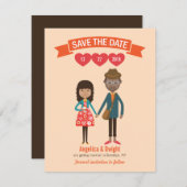 Geïllustreerde Cartoon Paar Portret bruiloft Kaart (Voorkant / Achterkant)