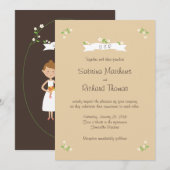 Geïllustreerde Cartoon Paar Portret bruiloft Kaart (Voorkant / Achterkant)