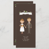 Geïllustreerde Cartoon Paar Portret bruiloft Programmakaart (Voorkant / Achterkant)