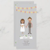 Geïllustreerde Cartoon Paar Portret bruiloft Programmakaart (Voorkant / Achterkant)