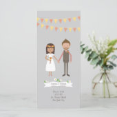 Geïllustreerde Cartoon Paar Portret bruiloft Programmakaart (Staand voorkant)
