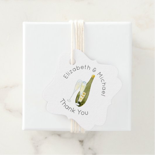 Geïllustreerde Champagne Toast Dank U Favoriet Tag Bedankjes Labels (In situ)